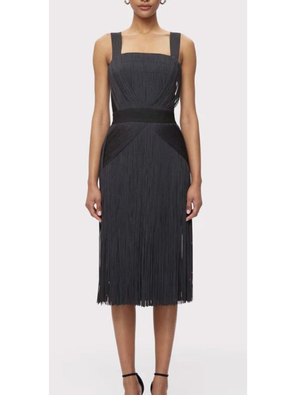 Herve Leger Black Fringe Midi Dress